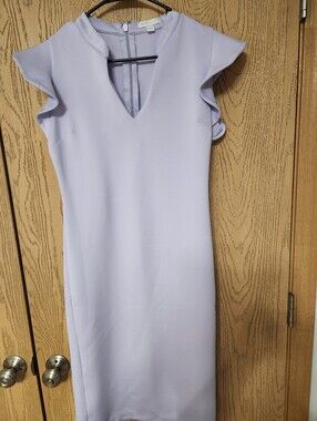 New York & Co. Lavender Flutter-Sleeve V-Neck Sheath Dress